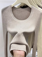 Zjaiss Solid Color O-neck Knitted Pullovers 2026 Women's Autumn Winter New Slim Fit Sweater Soft Warm Simple Base Layer Top - Matrix Studios