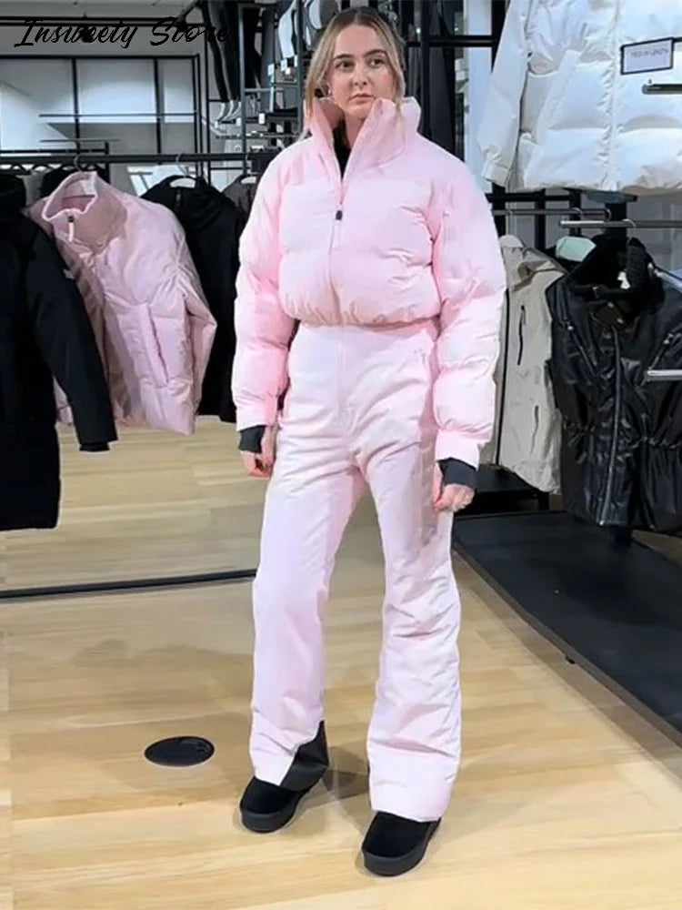 Fashion Turtleneck Ski Jumpsuit Women's Windproof Long Sleeve Thermal Zippers Onesie 2025 Autumn Winter Lady All-in-One Snowsuit - Matrix Studios