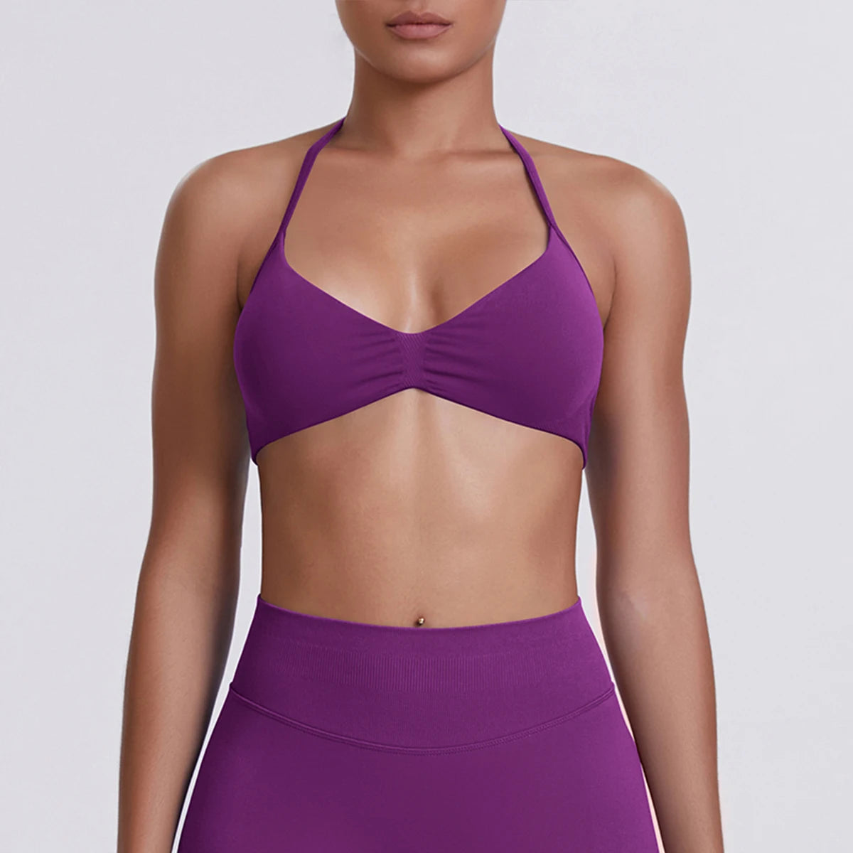 Sexy Neck Strap Bra for Woman Summer Breathable Backless Yoga Bra Women Fitness Solid Color Yoga Sports Bra Workout Top - Matrix-studios.com