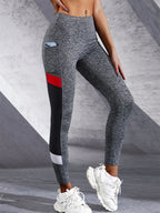 Colorblocked Mesh High Waist Yoga Pants with Side Pockets Leggings for Women Tummy Control Workout Shaping Leggings - Matrix-studios.com