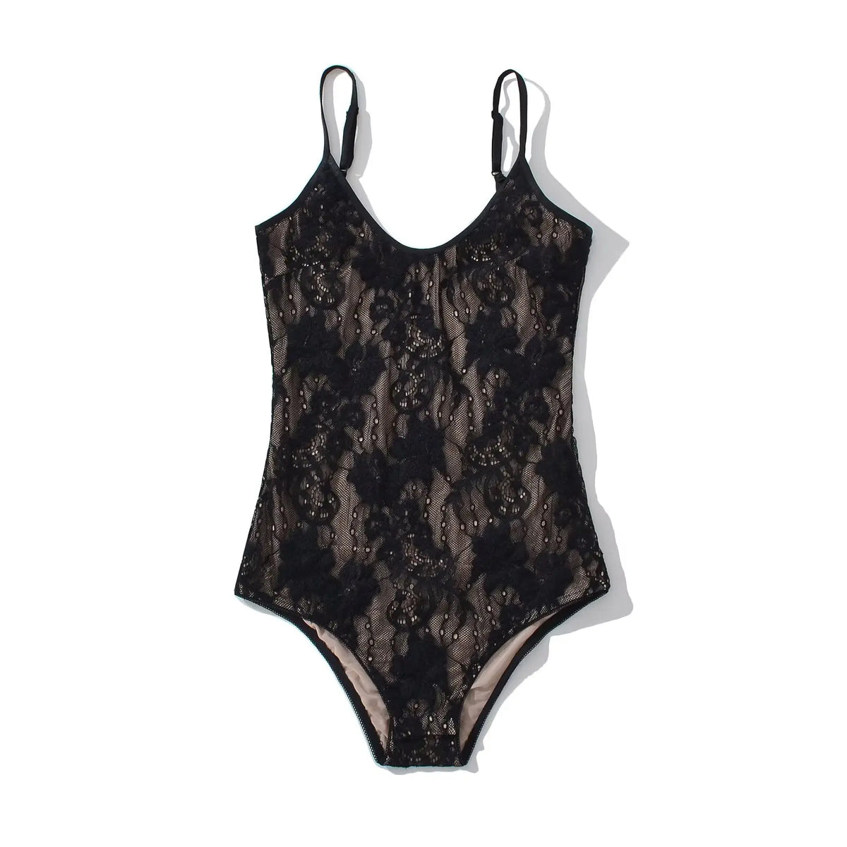 Sexy See Through Lace With Lining Backless Spaghetti Strap Bodysuit Woman Sling Tight Short Jumpsuit Slim Fit Rompers Playsuits - Matrix-studios.com