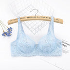 Plus Size Lace Ultra-thin Push Up Bra Women Sexy Hollow Out Lingerie Lady Lace Transparent Underwear Female Embroidery Solid Bra - Matrix Studios