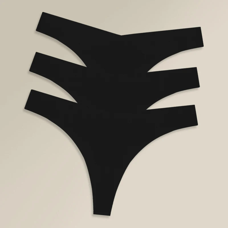 3PCS Women Ice Silk Seamless Thongs Underpants Sexy V-Waist Ultra-thin Panties Girls Low Rise Invisible G-string Lingerie XS-XL - Matrix Studios