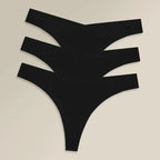 3PCS Women Ice Silk Seamless Thongs Underpants Sexy V-Waist Ultra-thin Panties Girls Low Rise Invisible G-string Lingerie XS-XL - Matrix Studios