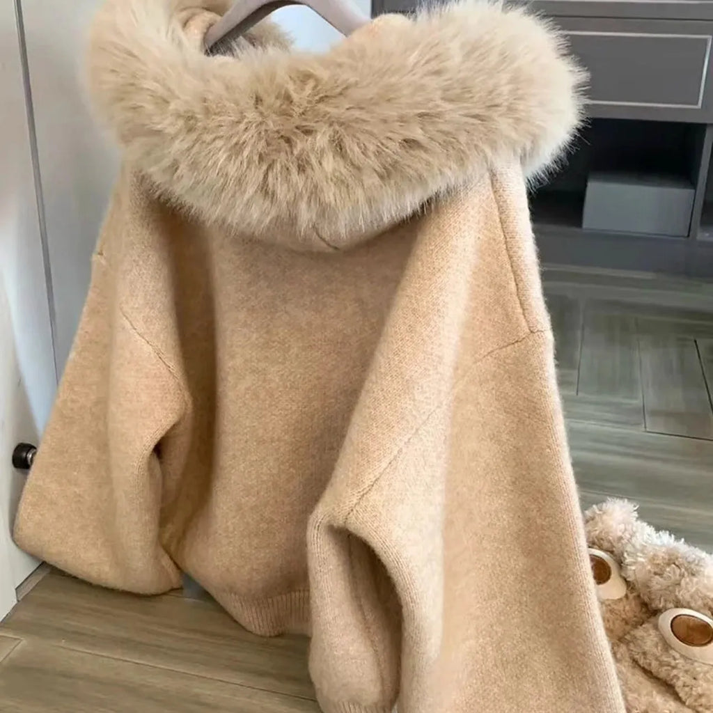 Big Cllar Sweater Cardigan Jacket for Women, The Latest Autumn / Winter Loose Fit Slimming Knit Sweater for 2025 - Matrix Studios
