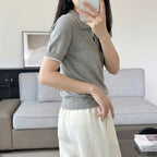 WinvyNee Women's Spring Summer Casual T-Shirt 100% Cotton Polo Neck Trim Short Sleeve Soft Lightweight Cool Daily Top ZA1002026 - Matrix-studios.com
