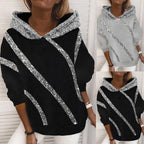 Fashion Trend Autumn and Winter Pop Hot Sequins Printed Loose Hoodie Woman - Matrix Studios