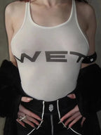 New 2024 Spring Women Sexy Tank Tops subtranslucent slim Tops Letter Printed White Women's Racerback Vest Summer Clothes - Matrix-studios.com