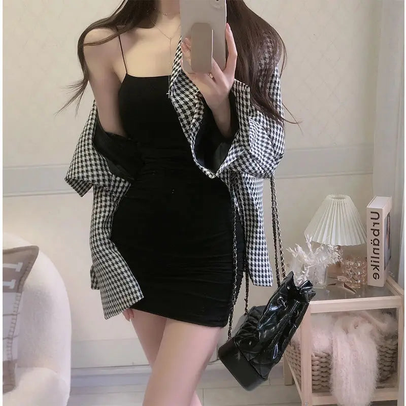 Elegant Solid Sling Sleeveless Type A Sheath Mini Short Dresses Summer New Sexy Slim Slimming Arm Covering Dresses - Matrix-studios.com