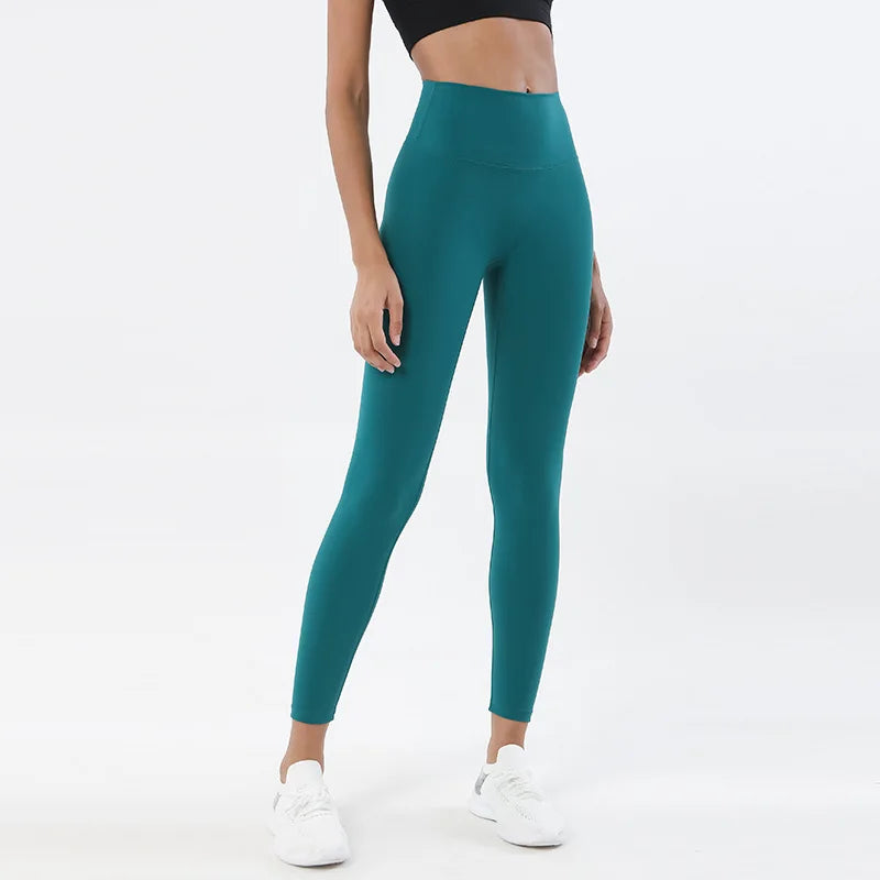 SOISOU Nylon Yoga Pants Gym Leggings Women Girl Fitness Soft Tights High Waist Elastic Breathable No T Line Sports Pants - Matrix-studios.com