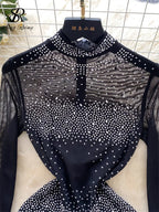 SINGREINY Summer Thin Sheer Sexy Bodysuit Long Sleeve Zipper With Shorts Design Rompers Beadings Streetwear Women Mesh Playsuits - Matrix Studios