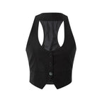 Women Waistcoat  Vintage Sleeveless V Neck Button Down Vest Blazer Fashion Top - Matrix Studios
