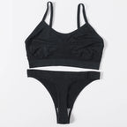 Women Seamless Bra And Panties Set Wire Free Bralette High Leg Cut Thongs Comfort Ribbed Unlined Underwear Sexy Lingerie Set - Matrix-studios.com