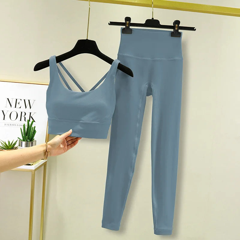 TRY TO BN Yoga Set 2 Piece Sport Bra High Waist Leggings Women's Tracksuit Fitness Tummy Control Squat Proof Workout Gym Clothes - Matrix-studios.com