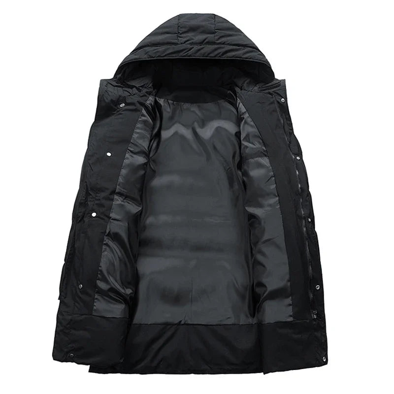 Winter Men's Warm Padded Jackets Fashion Men Mid-Long Cotton Down Parkas Men Thermal Windbreaker Hooded Coats Plus Size 7XL 8XL - Matrix Studios