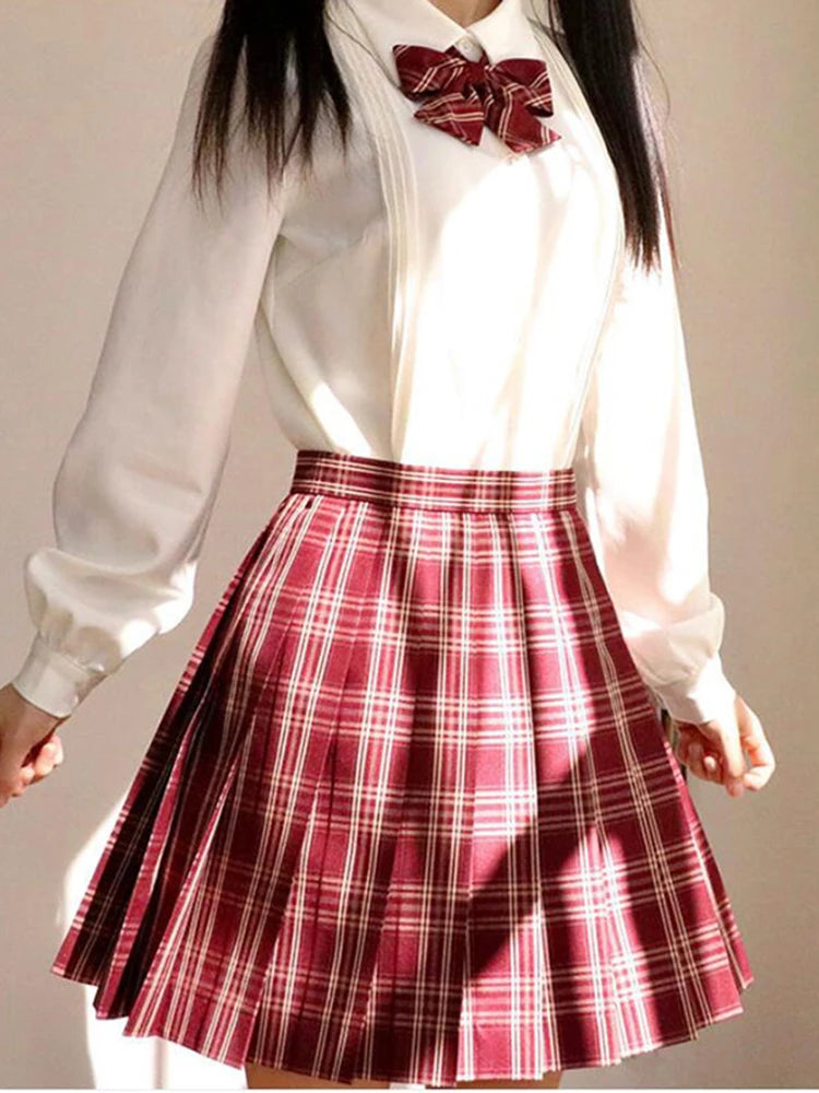 ZOKI Plaid Women Pleated Skirt Bow Knot Summer High Waist Preppy Girls Dance Mini Skirt Cute A Line Harajuku Sexy Japan Faldas - Matrix-studios.com