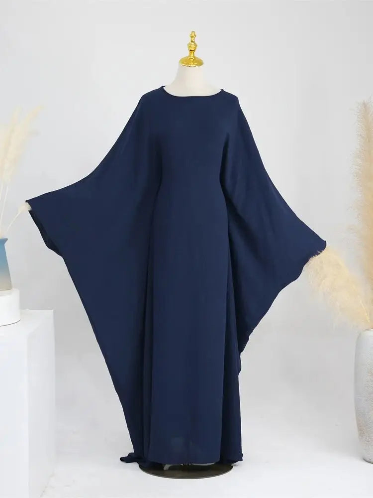 Ramadan Eid Soft Crepe Khimar Batwing Abaya Dubai Islam Muslim Modest African Dresses For Women Kaftan Kebaya Robe Femme Musulma - Matrix-studios.com