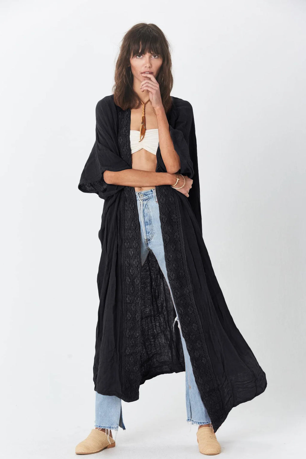WeHello-Women's Beach Cover Up Bamboo Fabric Collar Cardigan, Sun Protection, Loose and Comfortable Shirt, Holiday - Matrix Studios