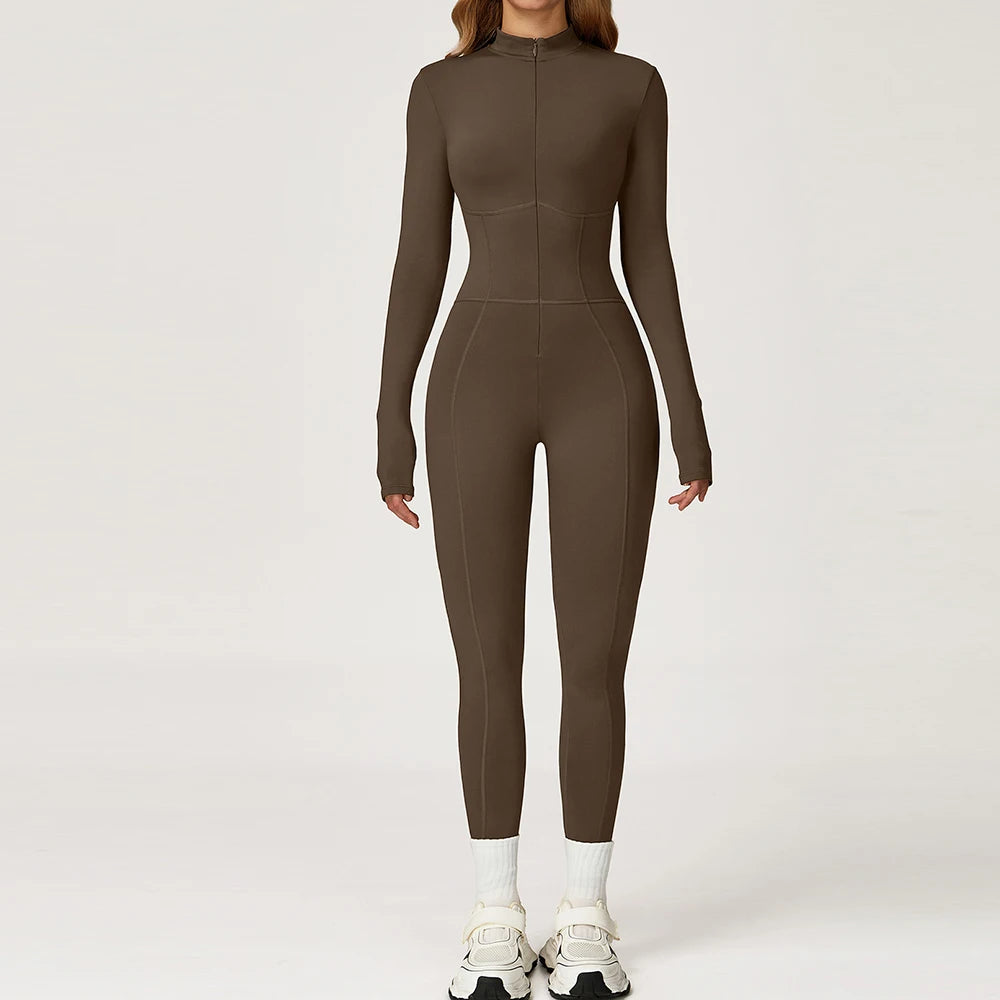 Winter Sport Jumpsuits Women Warm Gym Overalls Fleece Fitness Bodysuits Workout One Piece Clothing LongSleeve Yoga Jumpsuits - Matrix Studios