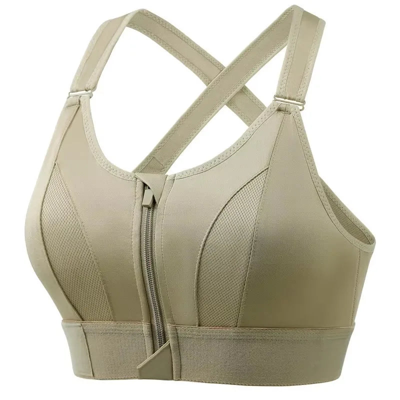 Sports Bras For Women Front Zipper Adjustable Strap Shockproof Elastic Fitness Athletic Brassiere Slim Yoga Crop Top - Matrix Studios
