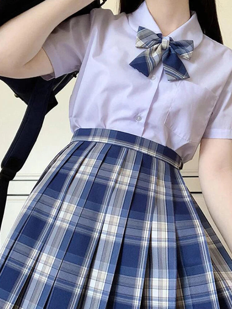 ZOKI Plaid Women Pleated Skirt Bow Knot Summer High Waist Preppy Girls Dance Mini Skirt Cute A Line Harajuku Sexy Japan Faldas - Matrix-studios.com