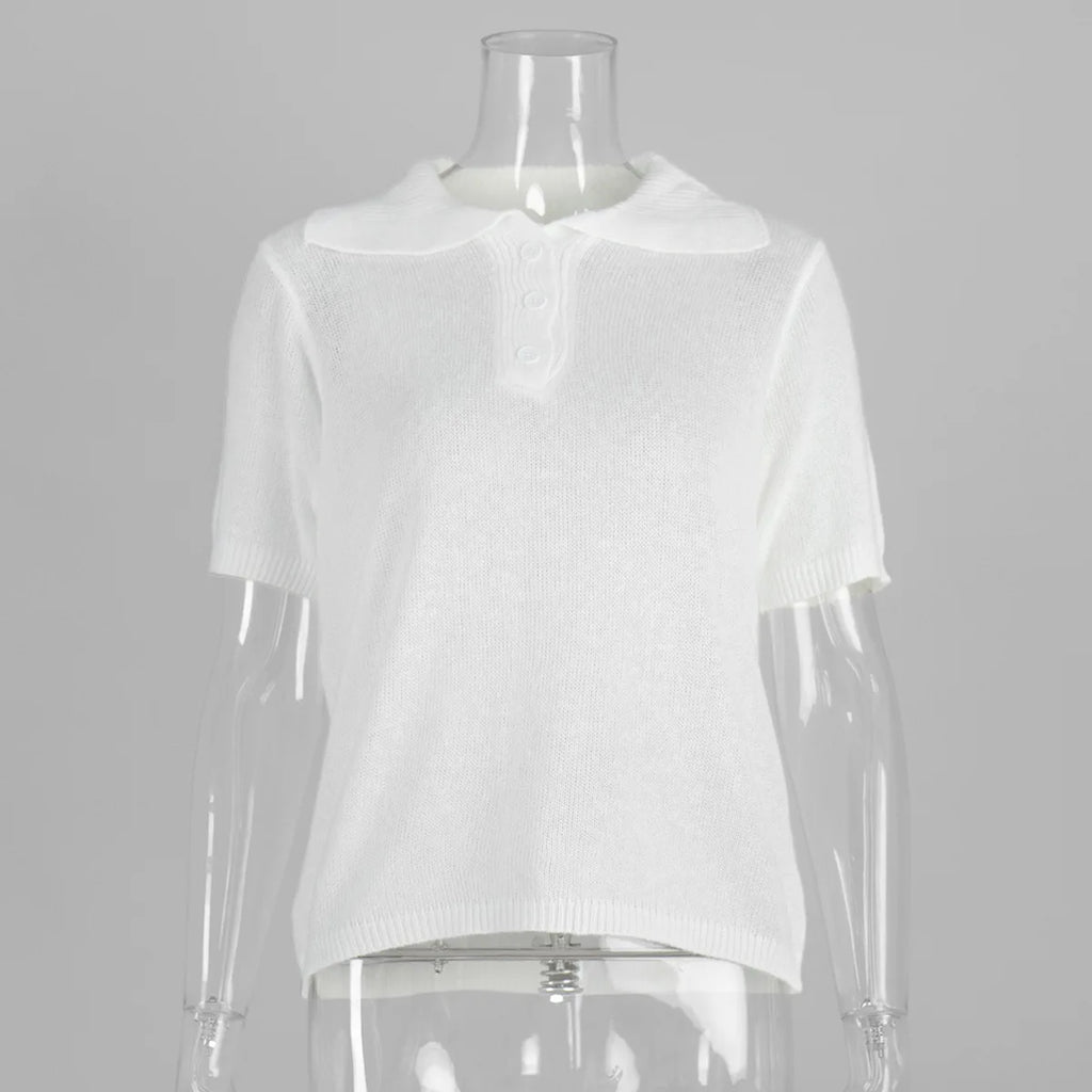 Tornova Knitted Short Sleeve T shirt Women's Polo Fashion Hollow Thin Sweater Top 2025 Summer New Casual Female Solid Knitwear - Matrix-studios.com