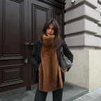 Chic Turtleneck Fur Vest Women All-matching Solid Sleeveless Fluffy Cozy Vests Female 2025 Autumn Winter Fashion Lady Layering - Matrix Studios