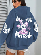 Mix And Match Cartoon Rabbit Prints Women Hoodie Pocket Streetwear Harajuku Loose Hoody All-Match Fleece Female Clothing - Matrix Studios