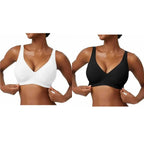 Women's Seamless Pink Leopard Print Bra Wire-Free Bra Full Cup Soft Thin Mold Support Jelly Beauty Breathable Deep V Push Up Bra - Matrix Studios