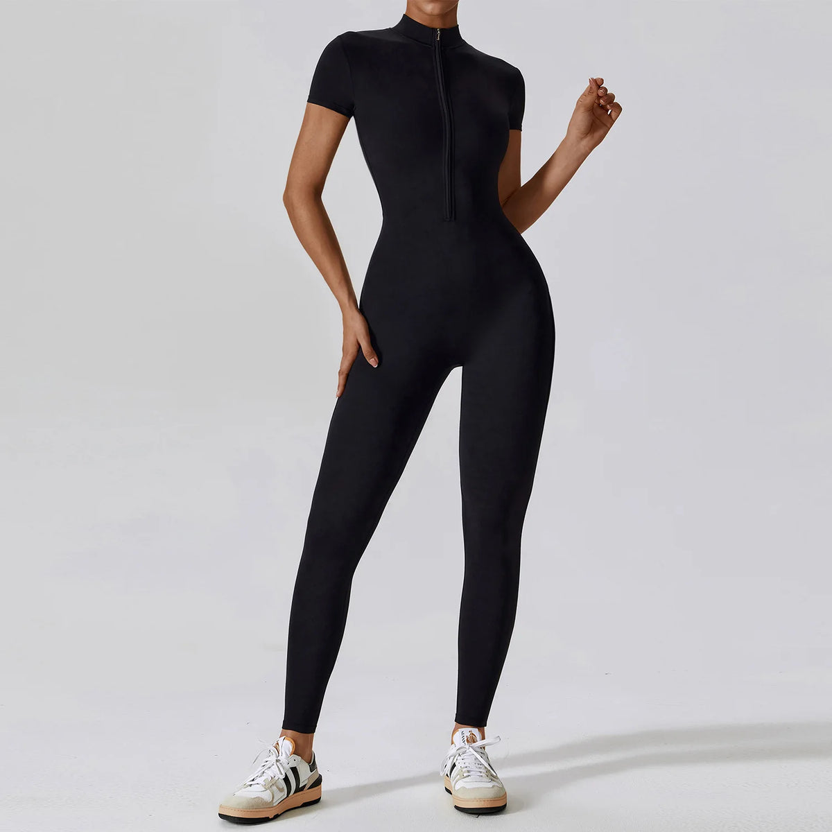 Yoga Boilersuit Long Sleeved Women's Sportswear Gym Zipper Jumpsuits Workout High-intensity Fitness One-piece Skin-tight Garment - Matrix-studios.com