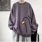 【M-8XL Sweatshirts】Men Oversized Sweatshirt Fashion Loose Yellow Duck Print Long Sleeve Couple Clothes - Matrix Studios