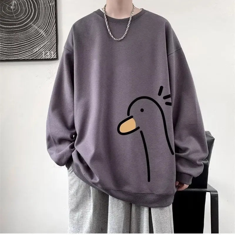 【M-8XL Sweatshirts】Men Oversized Sweatshirt Fashion Loose Yellow Duck Print Long Sleeve Couple Clothes - Matrix Studios