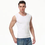 Men's Four Seasons Tight Cotton Vest Leisure Sports Fitness Running Teenagers Round Neck Sleeveless T-Shirt Can Be Built Inside - Matrix Studios