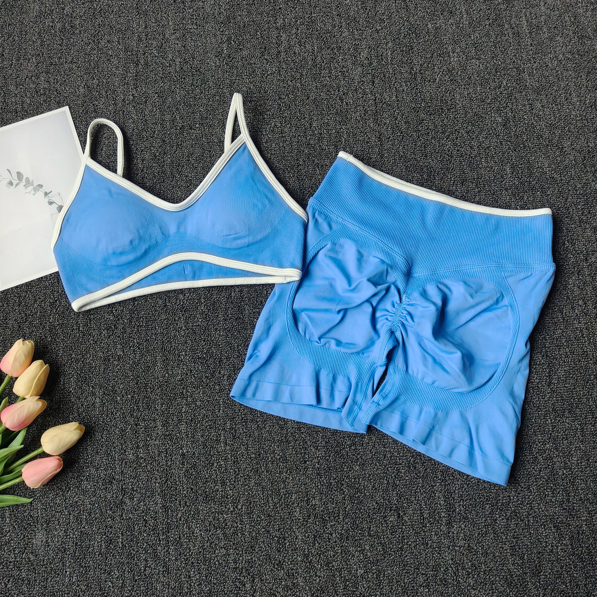 Peach Buttock Yoga Suit Women Gym Seamless Suspender Gathering Bra High Waist Hip Lifting Belly Tightening Shorts Fitness Set - Matrix-studios.com