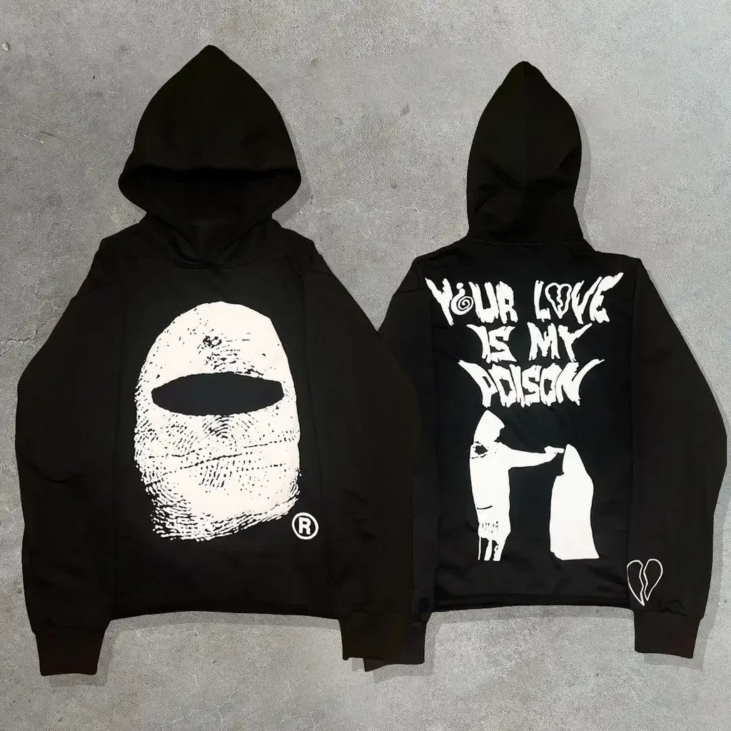 New TOROM Black Applique embroidery Personality Trend Zip Up Hooded Jackets Couple Hip-Hop Streetwear Classic Sweatshirt Men Ins