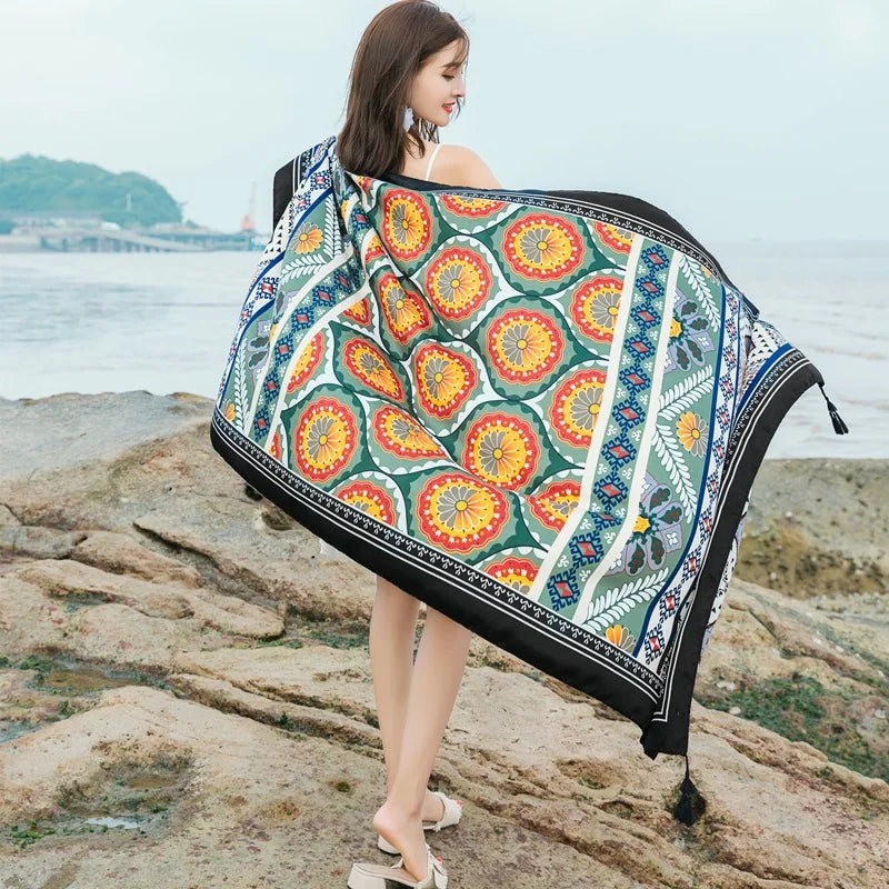 90x185cm  Printing Process Twill Summer Suncare Beach Dress Bikini Sarong Wrap Scarf Women Brazilian Swimsuit Bathing Cover-ups - Matrix Studios
