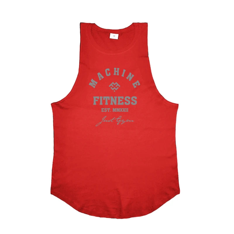 MACHINE FITNESS JUST GYM Bodybuilding Tank Top Mens Workout Vest Cotton Sleeveless shirt Jogger clothing Muscle Stringer Singlet - Matrix Studios