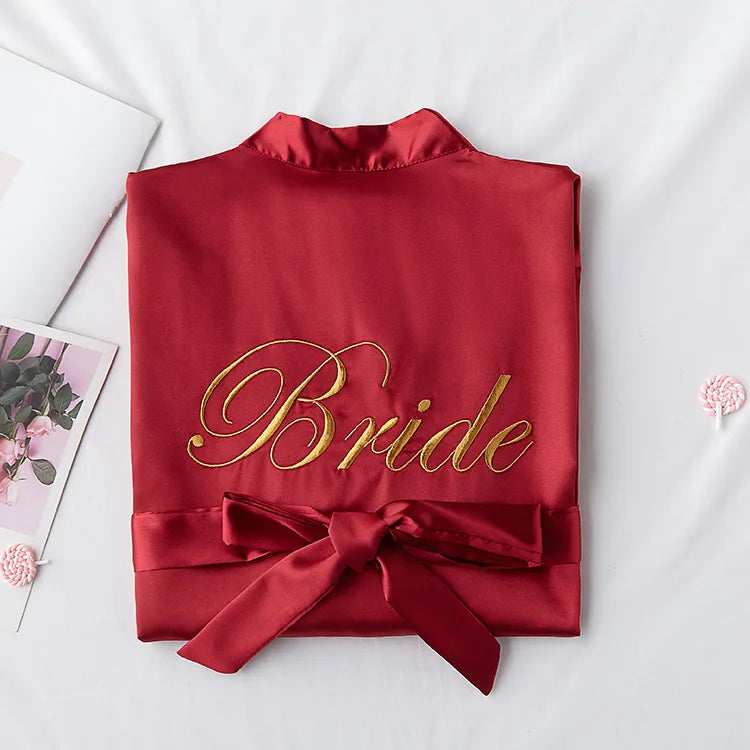 Wedding Bride Bridesmaid Robe Dressing Gown Sexy Women Bathrobe Nightgown Short Sleepwear Casual Flower Kimono Geisha M L XL - Matrix-studios.com