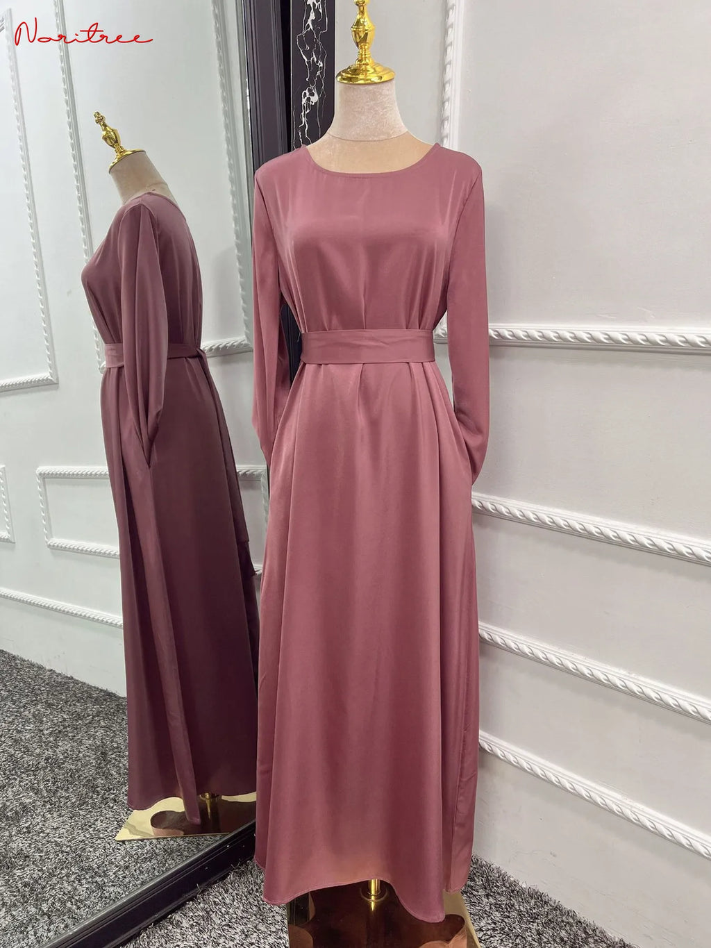 Fashion Sliky Djellaba Muslim Dress Dubai Full Length Flare Sleeved Soft Abaya Dubai Turkey Muslim Islam Robe WY921 - Matrix-studios.com