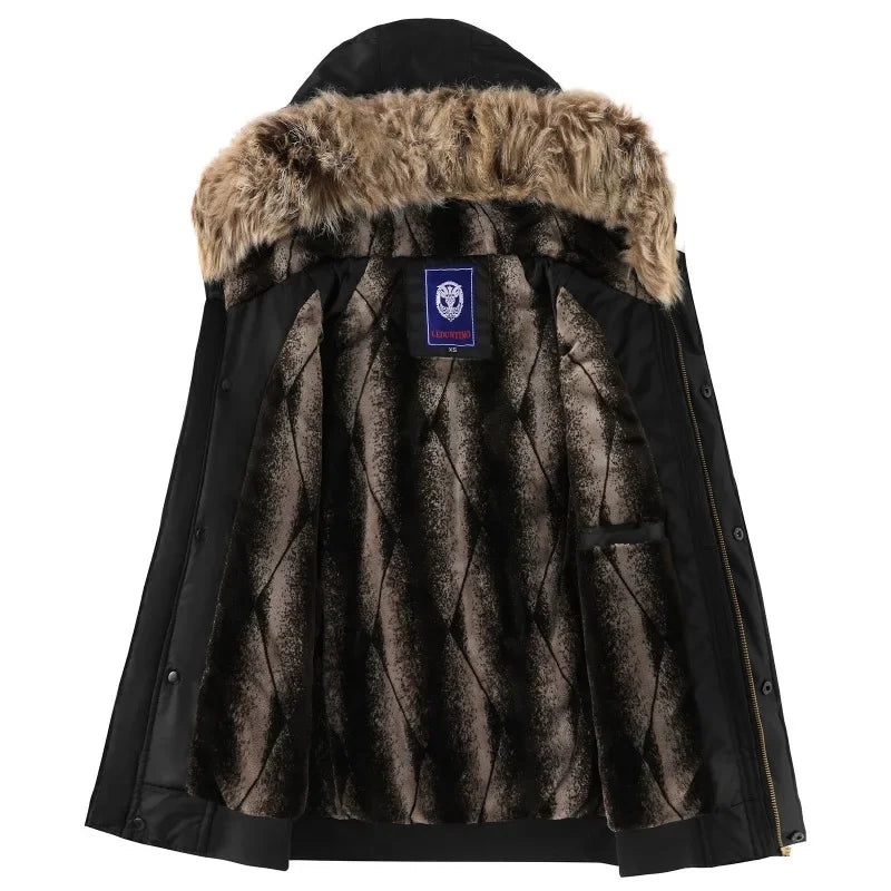 New Fashion Men Hooded Fur Collar Winter Down Jackets Male Outwear Casual Fleece Parkas Warm Coats Good Quality Men Jackets 3XL - Matrix Studios