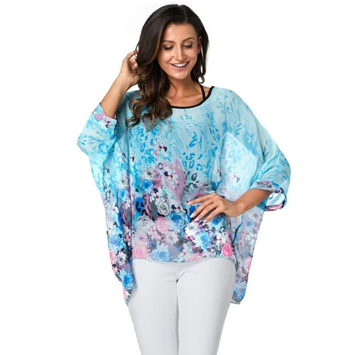 Women Blouses Plus Size Clothing Summer 2021 Novelty Bohemian Shirts Blusas Femininas Bohemian Style Women's Chiffon Tops Tees - Matrix-studios.com