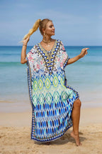 Kaftan Dresses Tropical Printed Cover Ups for Swimwear Women Elegant Maxi Robe Holiday Bathing Suits Dropshipping Hot Sales - Matrix Studios
