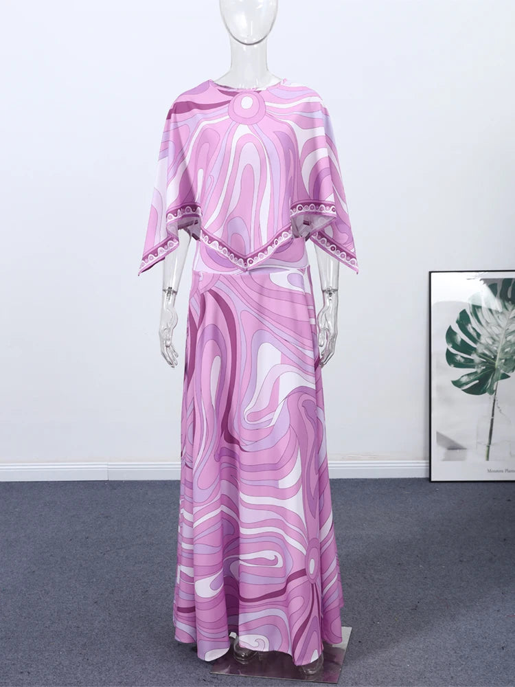 Loose Printed Shirt Skirt Suits Women Beach Irregular Full Sleeve Top Female Sets 2026 Fashion Summer Long Skirt Ladies Outfits - Matrix-studios.com
