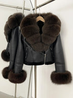 OFTBUY Short Faux Leather Fake Fur Inner Jacket Female New Winter Real Fox Fur Collar and Cuffs Clothes Women Thick Warm Coat - Matrix Studios
