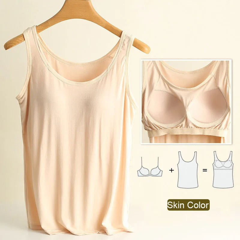 For 37-82kg Soft Modal Plus Size Tank Tops With Fixed Chest Pad For Women Integrated Wear-Free Underwear - Matrix-studios.com
