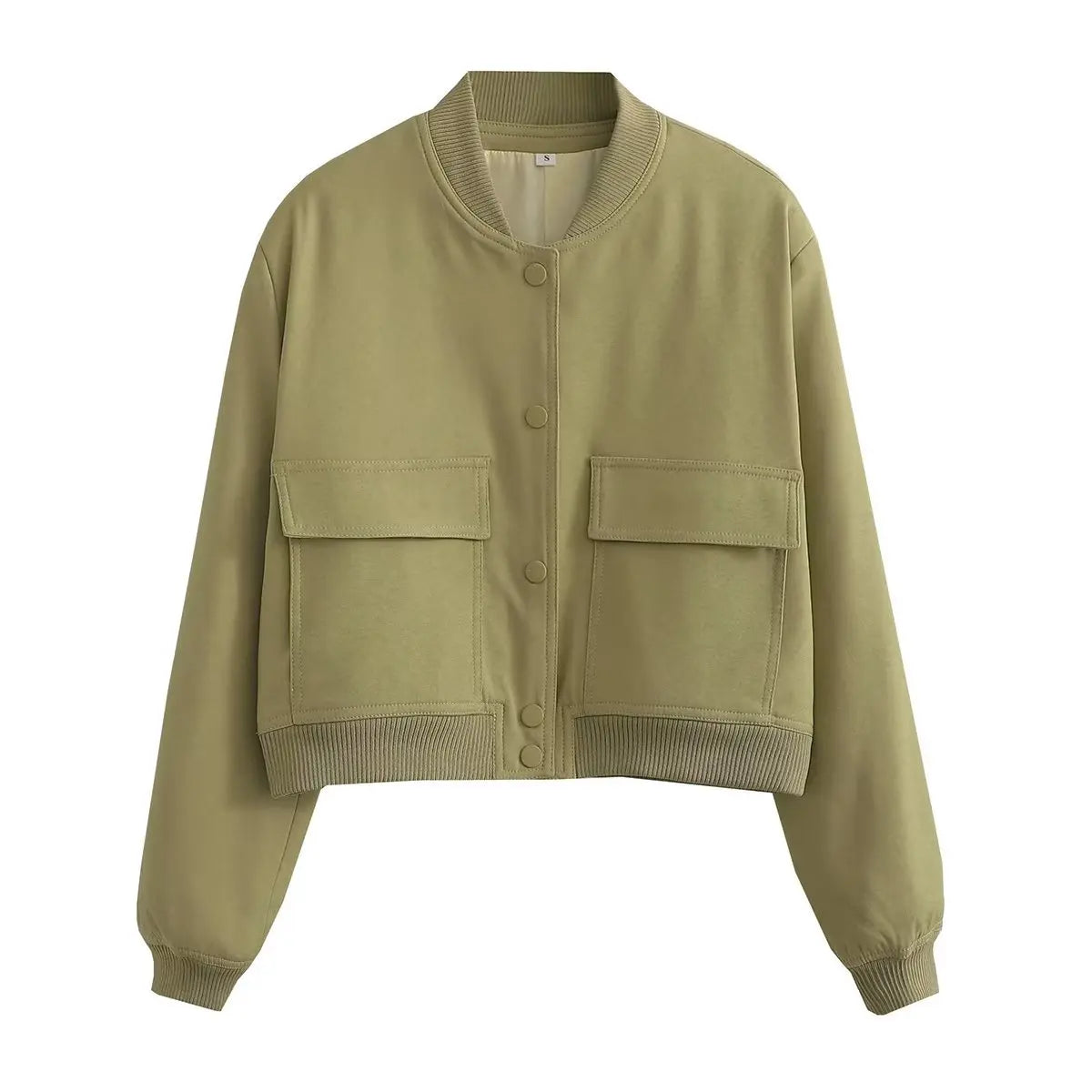Willshela Women Fashion Solid Bomber Jackets Coat With Pockets V-Neck Single Breasted Long Sleeves Female Chic Lady Outfits - Matrix-studios.com