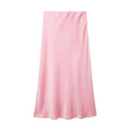 Willshela 2024 Black Satin Skirt Woman High Waist Elegant Long Skirts For Women Fashion Summer Midi Skirt Office Women's Skirts - Matrix-studios.com
