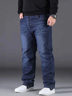 Plus Size Men's Jeans 10XL(160kg) Straight Leg Stretch Denim Pants For 160KG Heavyweight Blue/Black Big & Tall Casual Trousers - Matrix Studios