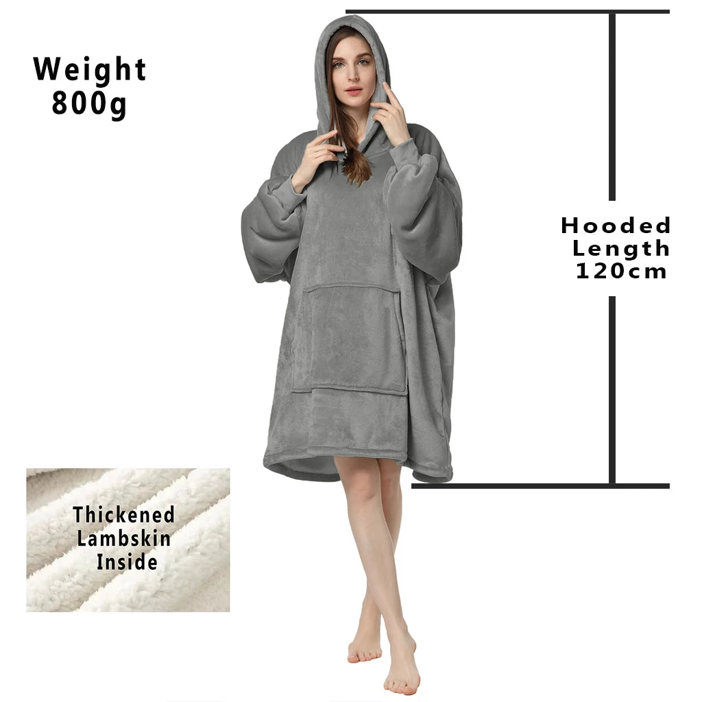 Winter Hoodies Sweatshirt Women Men Pullover Fleece Giant TV Oversized Blanket with Long Flannel Sleeves - Matrix Studios