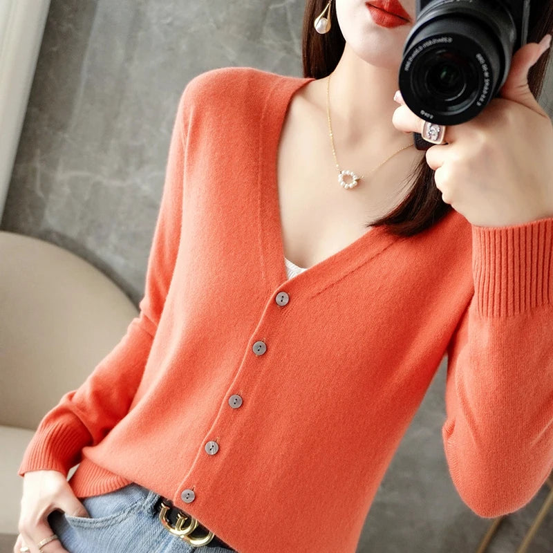 2026 New V-Neck Temperament Small Fragrant Wind Women Loose Sweater Coat Special Offer Cardigan ZHI D035 - Matrix Studios